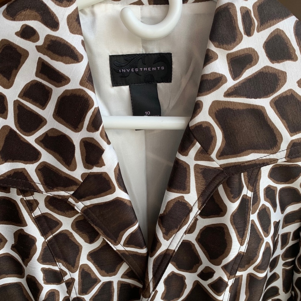 Investments Giraffe Print Open Front Blazer